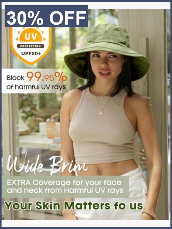 Wide Brim Sun Hat with Ponytail Hole UPF 50+ Adjustable Outdoor Hat main image 7